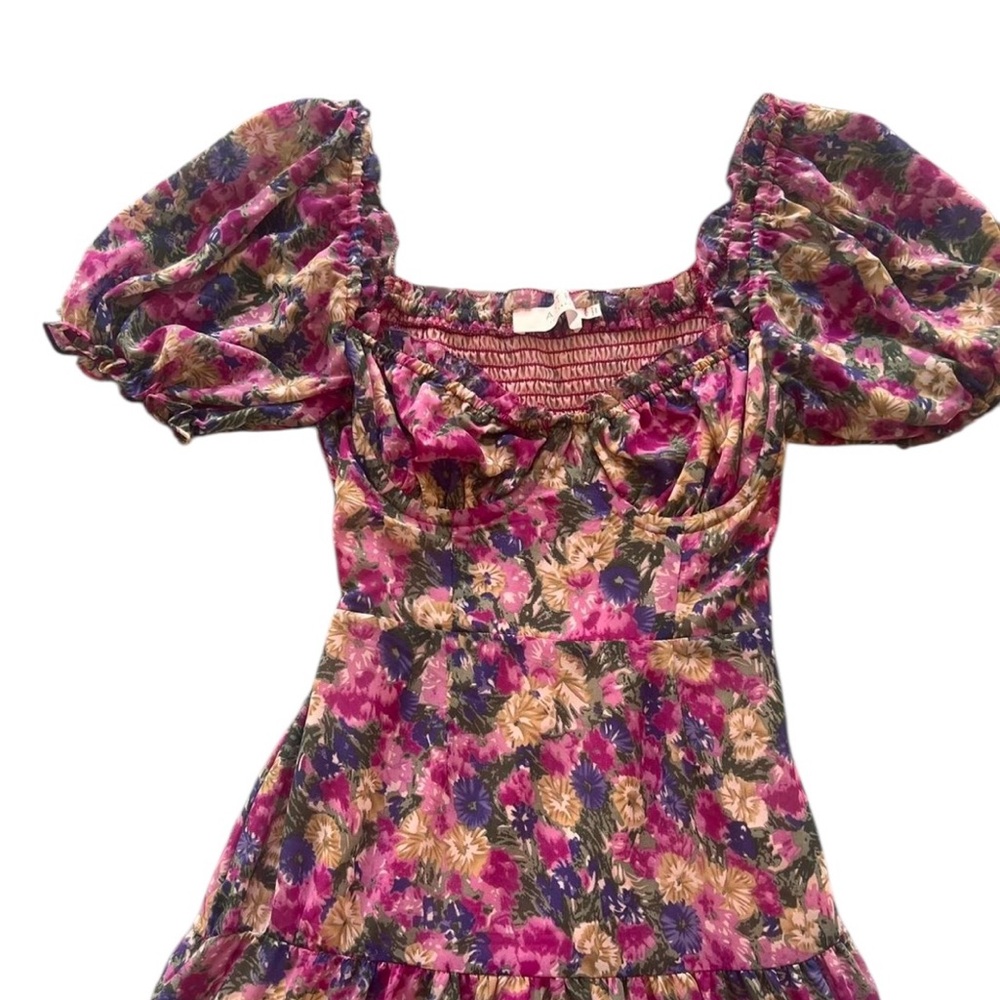 ASTR The Label – Soho Floral Sweetheart Puff Sleeve Long Dress XS
